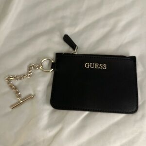 GUESS Black Card Holder with Chain